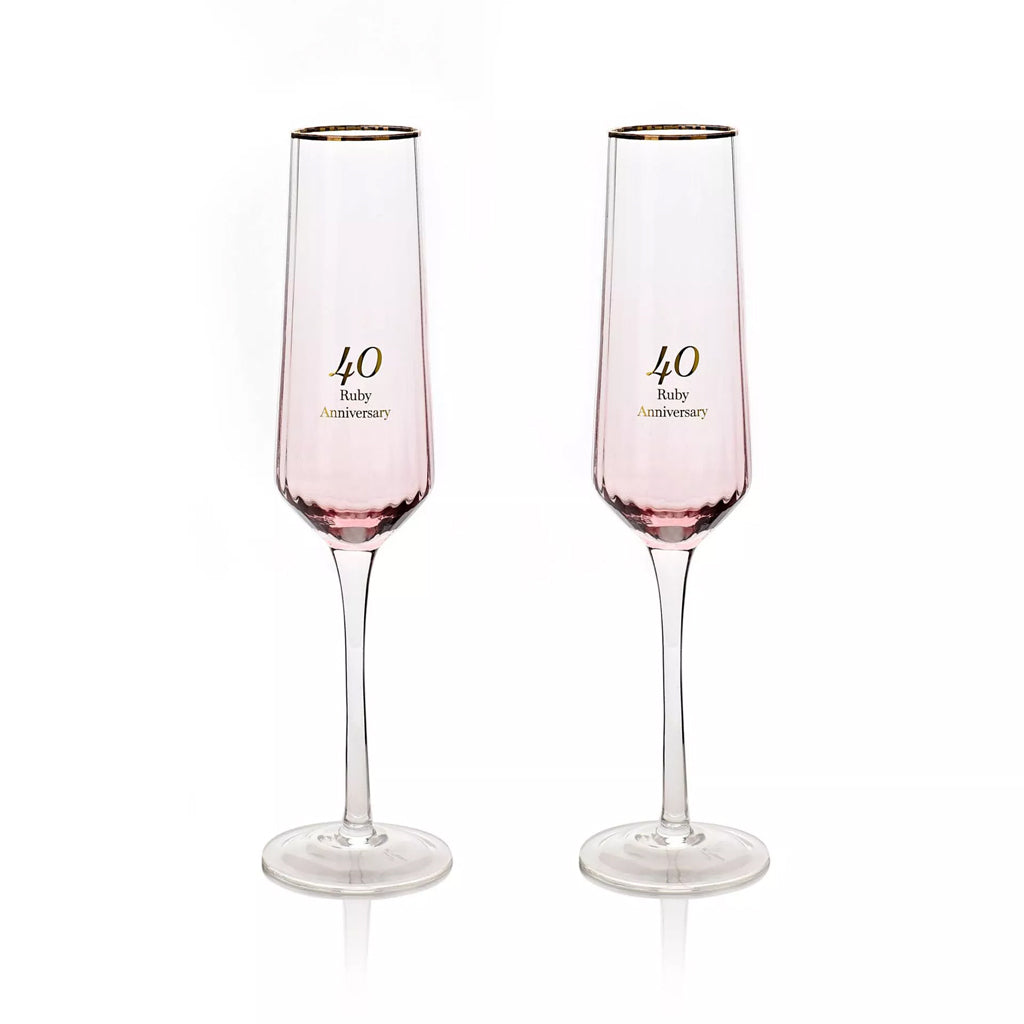Amore Set of 2 Flute Glasses - 40th Anniversary