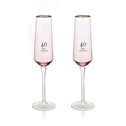 Amore Set of 2 Flute Glasses - 40th Anniversary