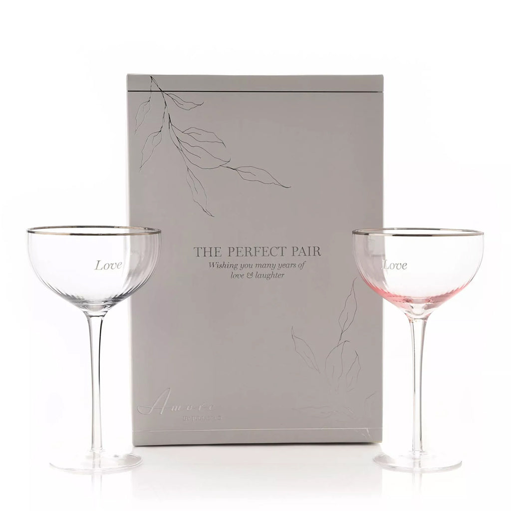 Amore Set of 2 Coupe Glasses - Love