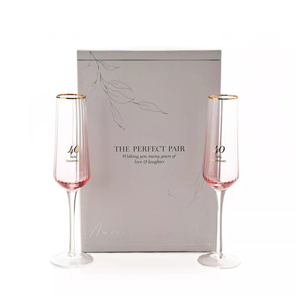Amore Set of 2 Flute Glasses - 40th Anniversary