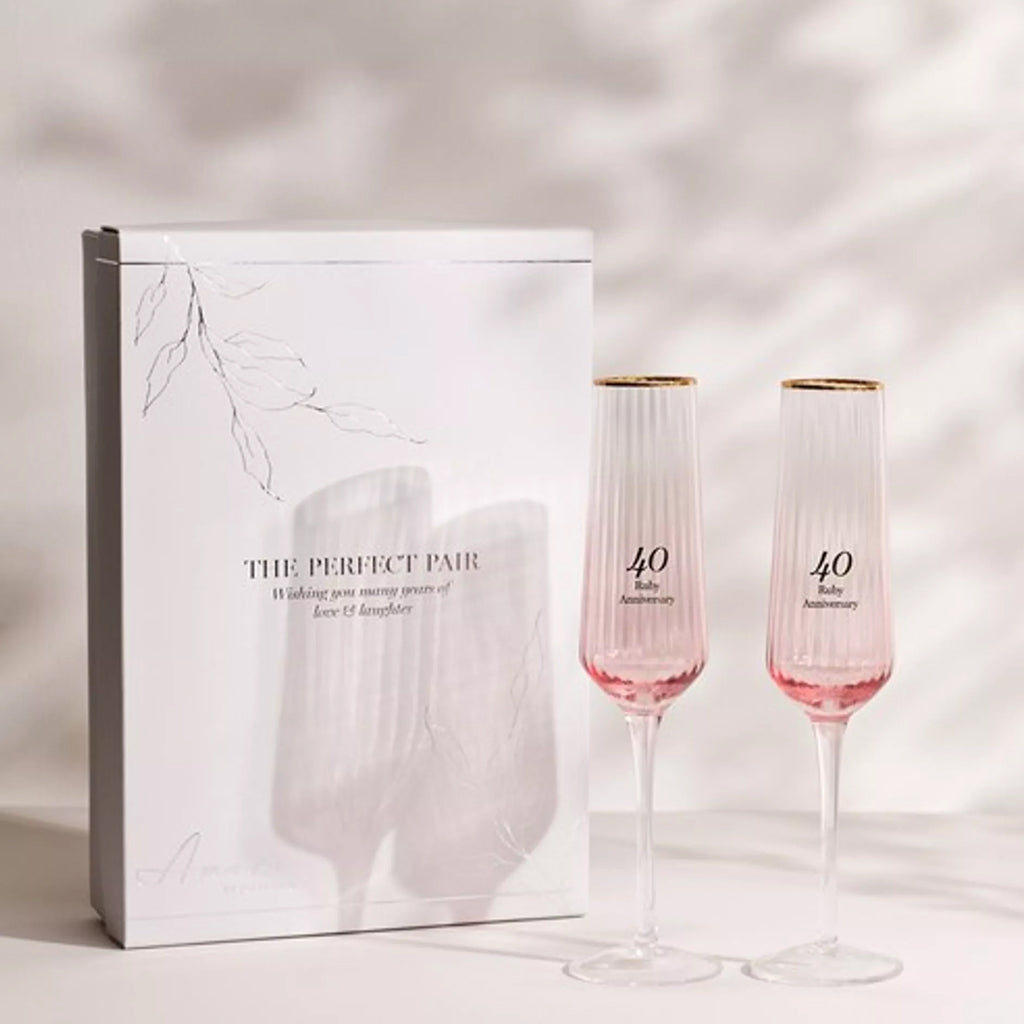 Amore Set of 2 Flute Glasses - 40th Anniversary