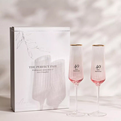 Amore Set of 2 Flute Glasses - 40th Anniversary