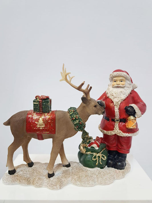 Father Christmas and raindeer