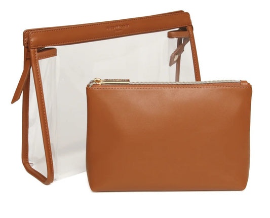 Tan make up bag set