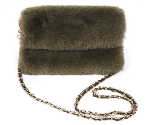 Park Lane Faux Fur Chain bag in Olive