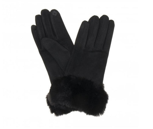 Park Lane Faux Fur Gloves in Black